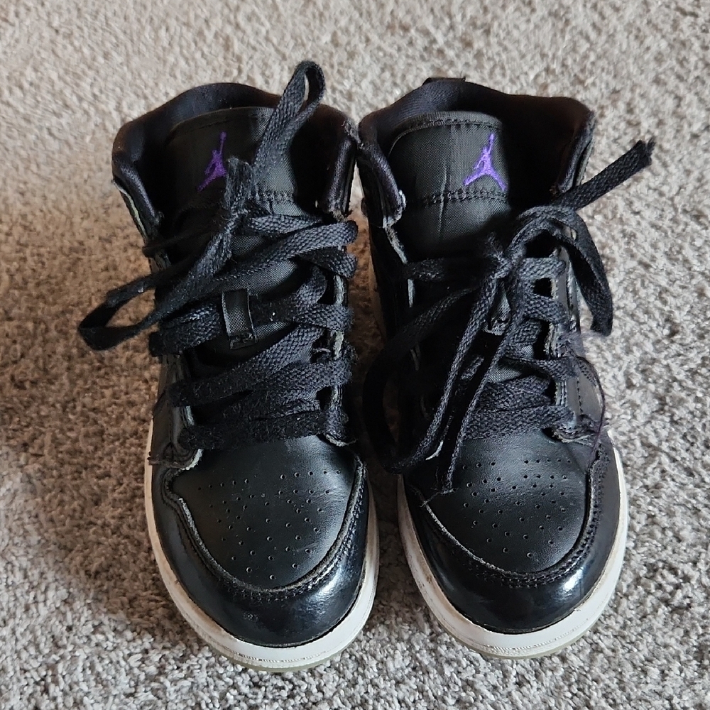 Black and Purple High-Top Sneakers with Chunky Design
